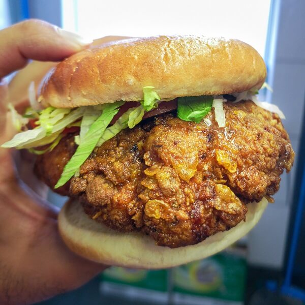 crunchy buttermilk fried chicken burger